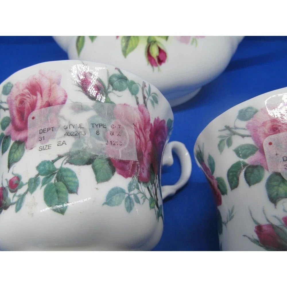 Roy Kirkham Garden Rose Teapot And 2 Tea Cups Excellent